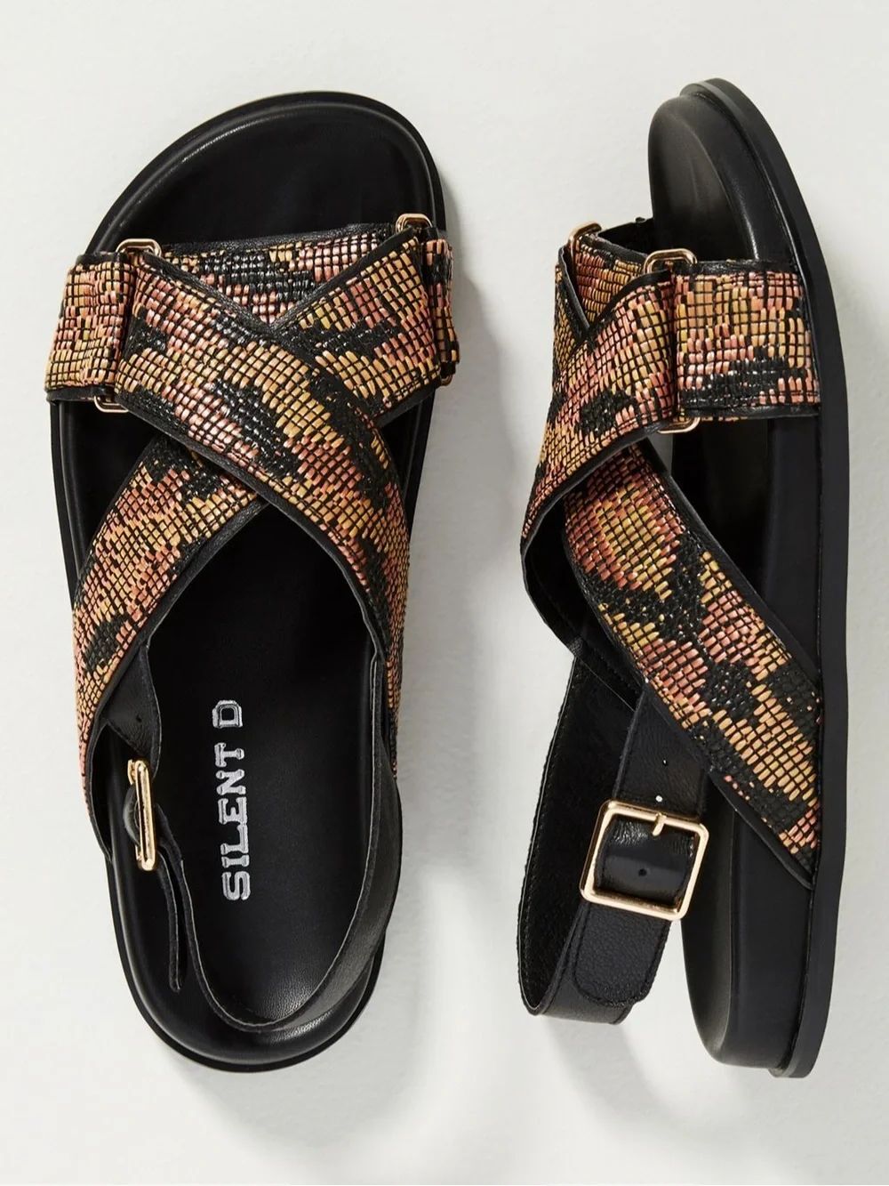 ANTHROPOLOGIE SILENT D Criss-Cross Slingback Sandals Black Women’s Size 42/11